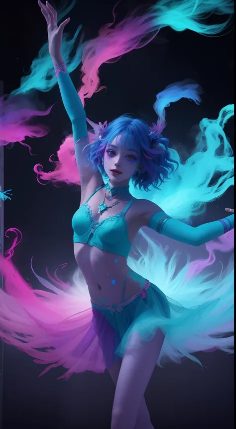 Colorful, astral girl, made of smokes, dance, chaos, luminiscent, high_res
Negative Prompt