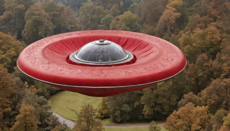 A man washes a flying saucer, autumn, November, UFO, The color of pulcher turns red, Singula Complexa, Hyperrealitas, Movet Dynamics, Motus, Motus, Altitudo Resolutio, Profunditas Fields, super detaill, Color: pulcher reddendo, Singula Universa, Global Luc...