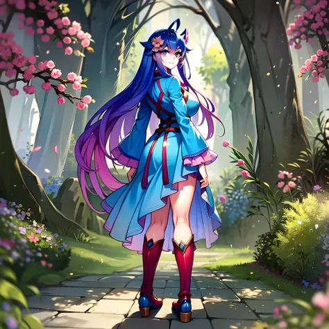 (masterpiece: 1.2), best quality, ultra high res, shiny skin, mature female, fashi-g, ultra high res, perfect anatomy, best shadow, best quality, ((1girl, solo)), hair ornament, very long hair, huge breasts, smile, looking at viewer, very long hair, long ...
