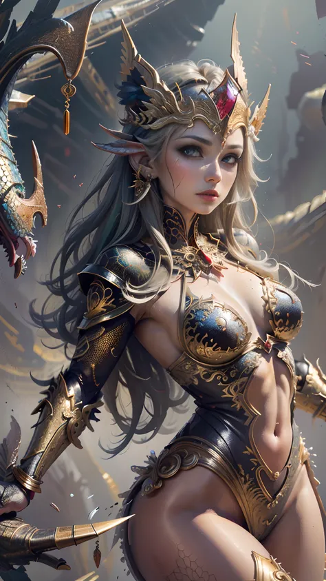 Tips: (Masterpiece), in full gold Knight armor, Top Quality, Expressive Eyes, Perfect Face, Red skin, Scales on Legs and Arms, Monkey woman, water magic, Palm spell spell, 8k_wallpaper, highly detailed eyes, highly body  detailed, very detailed finger, (ma...