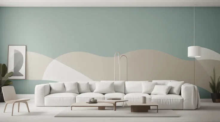 (A minimalist wall with a soothing Frostbite  color)