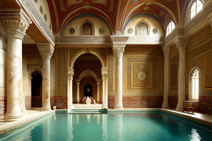 Turkish Indoor Baths Cave, alma tadema