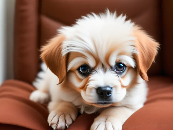 adorable puppy with fluffy fur and round eyes