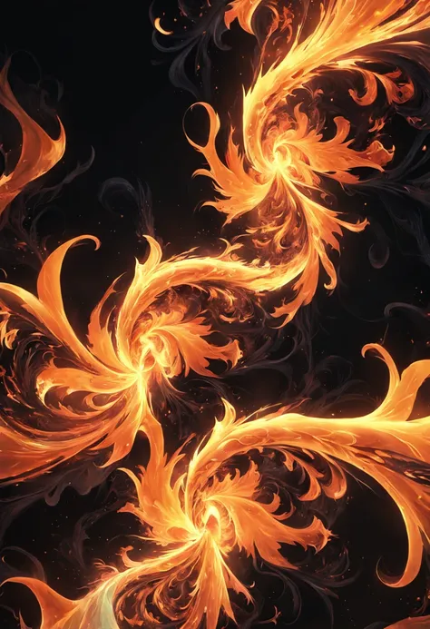 Fire closeup on black background and black background, flame fractal, Highly detailed generative art, Flame texture, intricate overlay flames imagery, Hell background, abstract paintings. 8K, fractal fire background, swirling flames in background, Paint po...