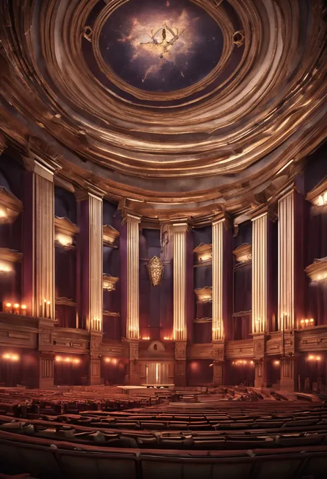 Create the interior of a Masonic temple with animation