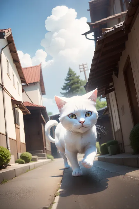 Alafed image of a running white cat, animation character, cute 3d render, White cat, pixar renderman render, Rendered on Pixar, white ( Cat ) girl, 3 d animated, 3D Animation, Pixar Animation，Hyper Detailed, 3D rendering stylized, Pixar CGI, Pixar 3D Anima...