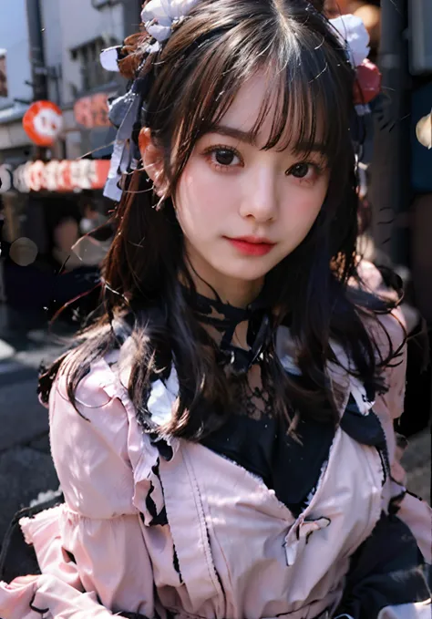 best quality, masterpiece, ultra high res, 8K, raw, (photo realistic:1.4), sharp focus, 1 girl, (detailed background:1.5), (tokyo street:1.3)