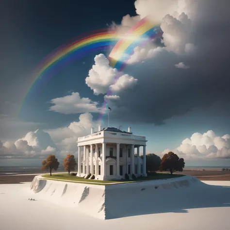 The White House with a rainbow, concept art, 4k