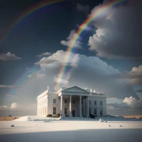 The White House with a rainbow, concept art, 4k