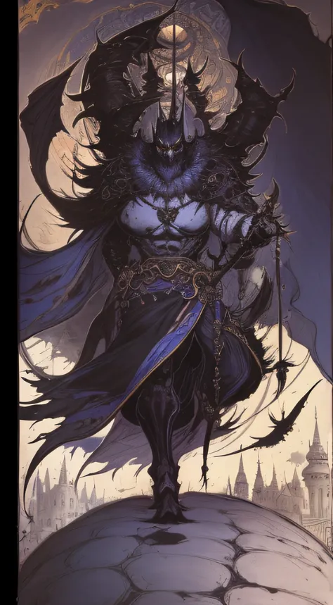 devil 1、(((black giant)))、white background、accessorized、line-drawing、pale color、black armor、iron mask、fantastical、alfonse mucha、...