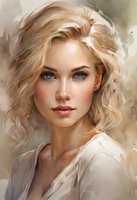 professional, (4k photo:1.1) by (Jeremy Lipking:0.3), (Dittmann Anna:0.3), (Arian Mark:0.3), (Sharp focus:1.3), high detail, wearing (tight shirt:1.2), beautiful detailed face, hazel eyes, short blonde hair, (attractive young woman:1.3), (seductive:1.1), (...