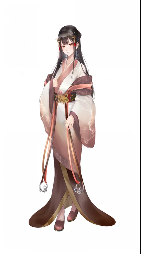 a close up of a woman in a white dress with a red ribbon, full-body xianxia, Palace ， A girl in Hanfu, heise jinyao, flowing hair and long robes, full-body wuxia, inspired by Ma Yuanyu, Princesa chinesa antiga, Onmyoji detailed art, ((a beautiful fantasy e...