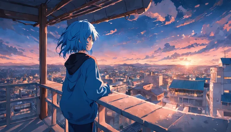 A 15-year-old boy climbs to the terrace of his school when Llkega finds another boy with blue hair and no clothes