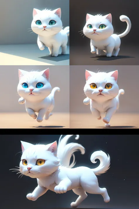 Alafed image of a white cat running, animation character, cute 3d render, White cat, pixar renderman render, Rendered on Pixar, white ( Cat ) girl, 3 d animated, 3D Animation, Pixar Animation，Hyper Detailed, 3d rendering stylized, Pixar CGI, Pixar 3D Anima...