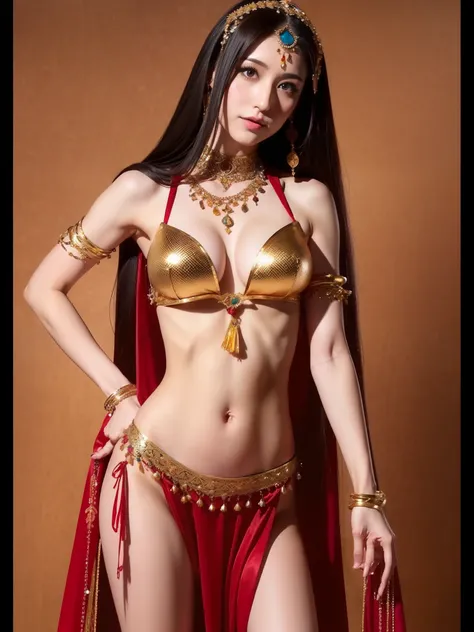 Belly dancer with small breasts、Belly dance、The costume、japanes、full body photographed