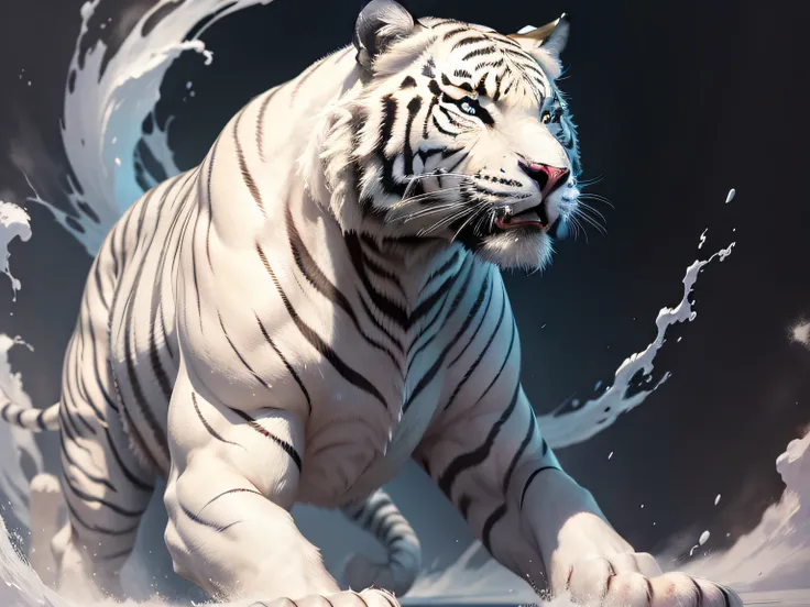 Show the artistic image of the white tiger