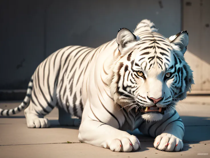 Show the artistic image of the white tiger