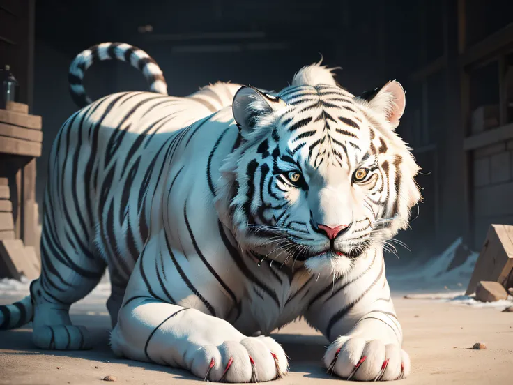 Show the artistic image of the white tiger