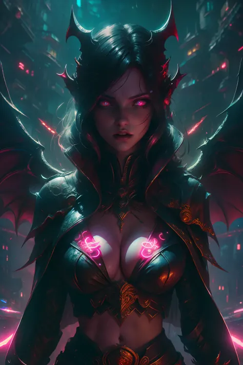 high high quality,Best quality at best,Realiy,Super realistic,super detailing,tmasterpiece,A high resolution,8K,Very realistic,Hellbringers,red - eyed,Meniscus,A close-up of a girl holding a sword and a vampire, Dark black cloak,比基尼,glitchpunk girl,pale mi...