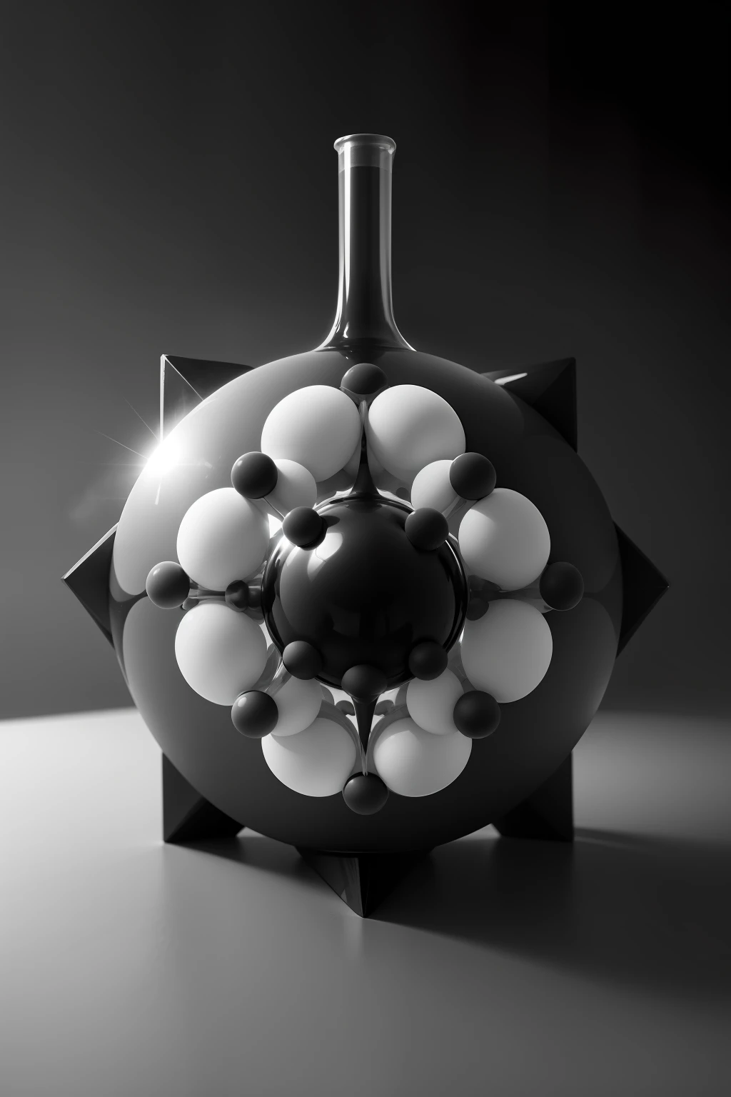 Design a conceptual black and white image of the Co2 molecule.