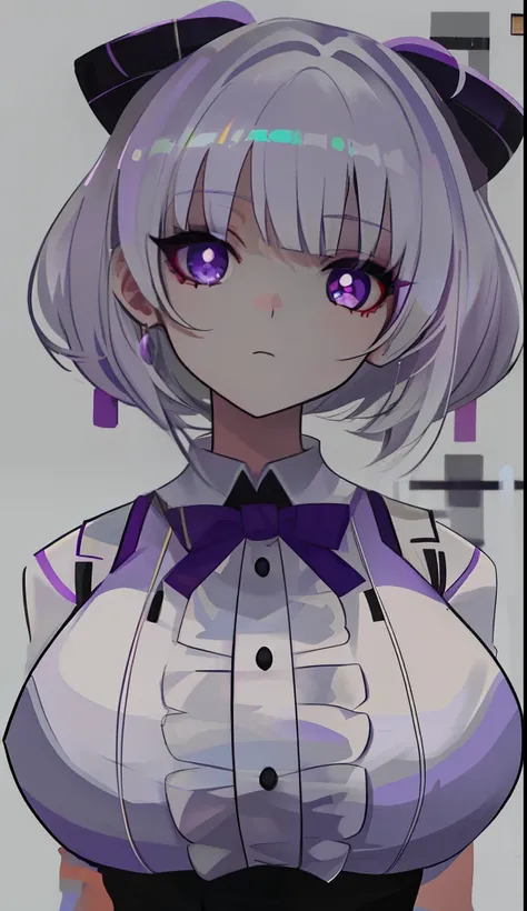 White-haired, large-breasted purple pupils，Moe girl