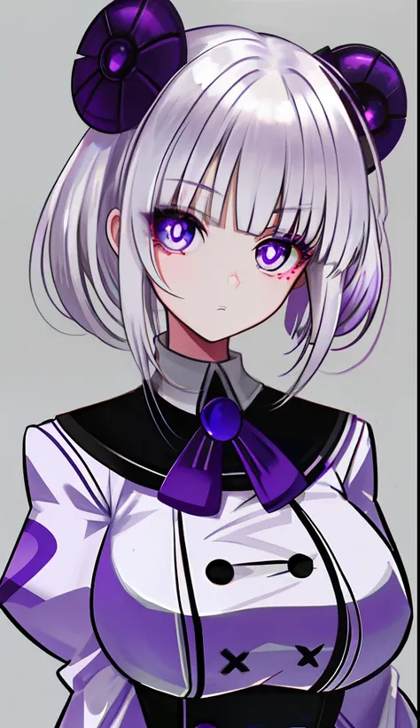 White-haired, Large-breasted purple pupils，Moe girl