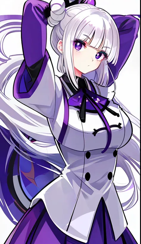 White-haired, large-breasted purple pupils，Moe girl