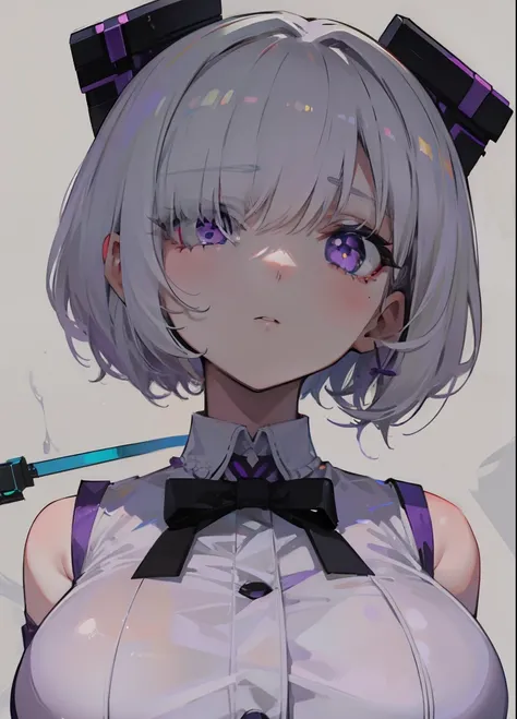 White-haired, large-breasted purple pupils，Moe girl