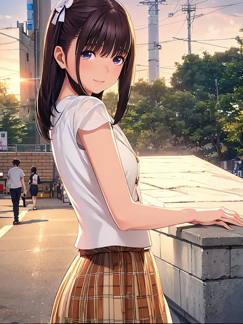 hight resolution,8K,Best Quality,detaileds,semi - realistic anime,Anime 3D Style,Smooth Anime CG,1 girl in,18-year-old woman in Japan,slim,modeled,shiny chestnut hair,medium hair,Detailed face,Beautiful and detailed eyes,Glowing skin,randome pose,