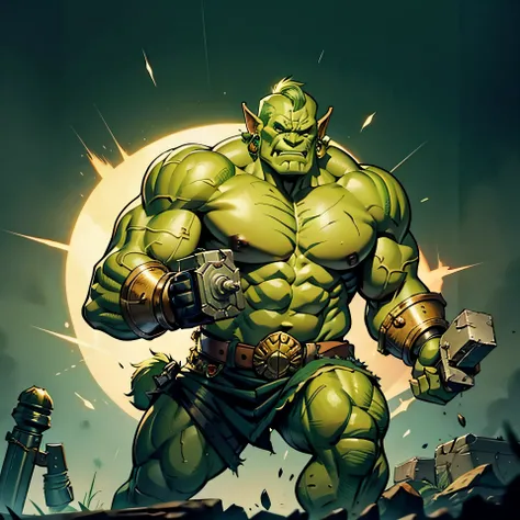 muscular ork, green skin, warhammer 40K