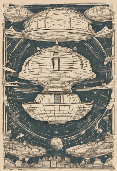 alien spaceship, disco voador, in the style of DaVinci invention sketches, papel velho, esquema, abduction, visualizador de baixo