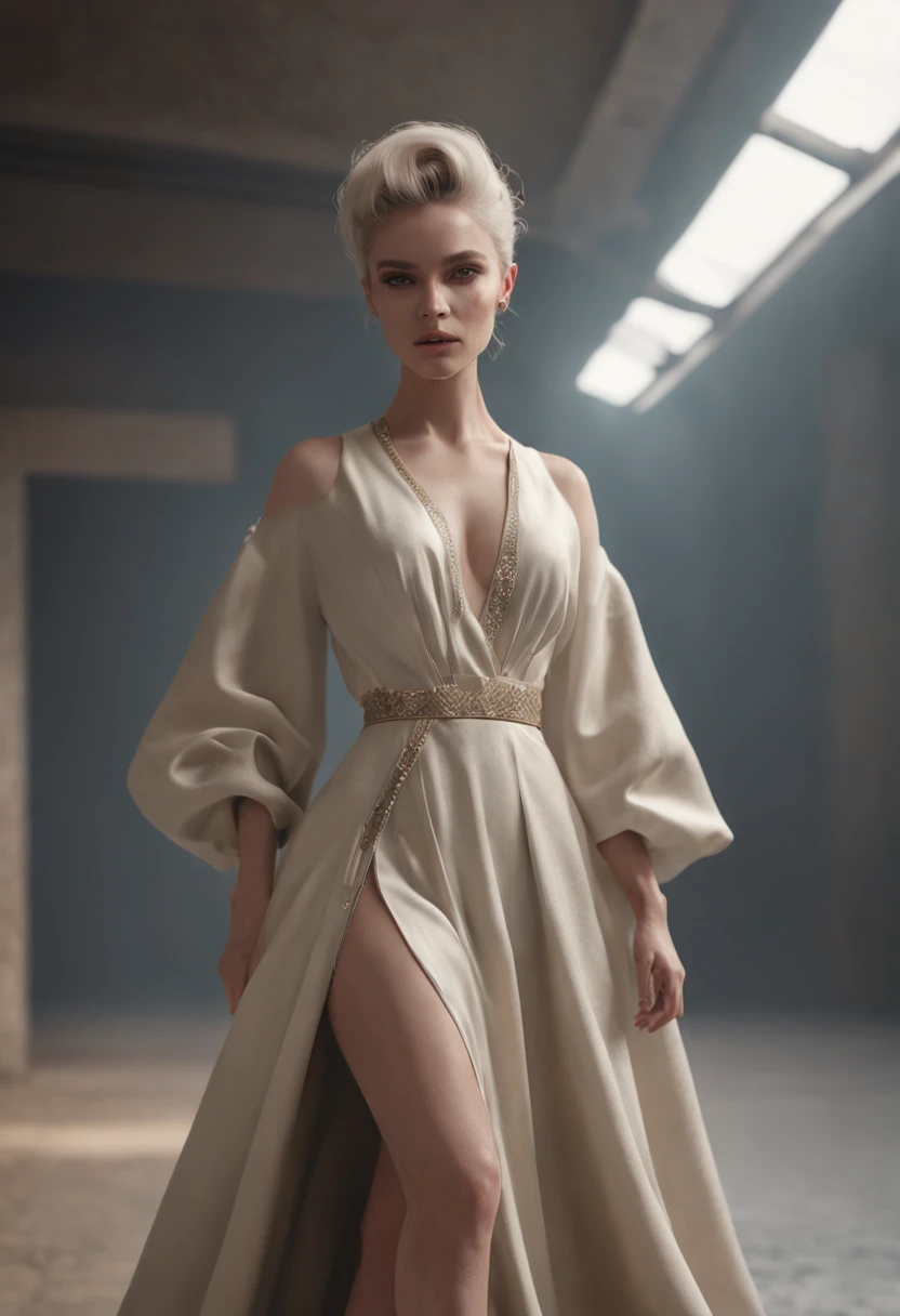 Un primer plano de una mujer con un traje futurista con una espada, Tendencias en ArtStation 4K, Artgerm Julie Bell Beeple, 3D render character art 8 k, tendencias en Artstation:3, rossdraws volumetric lighting, Tendencias en ArtStation, Tendencia en la se...