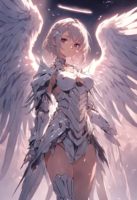 There is a woman with wings posing for a picture, beautiful cyborg angel girl, Epic angel wings, angel in plastic armor, full - body majestic angel, as a mystical valkyrie, beautiful angel, angel knight girl, beautiful female angel, angelic wings on her ba...