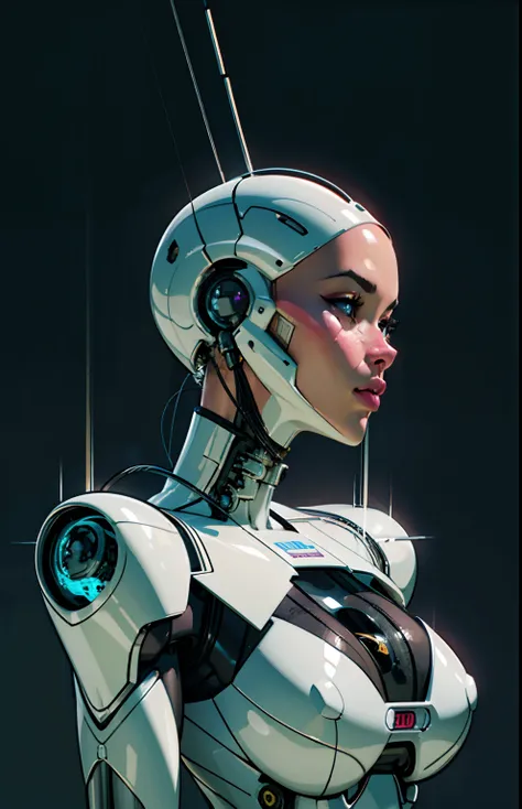 complex 3d render ultra detailed of a beautiful porcelain profile woman android face, cyborg, robotic parts, 150 mm, beautiful studio soft light, rim light, vibrant details, luxurious cyberpunk, lace, hyperrealistic, anatomical, facial muscles, cable elect...