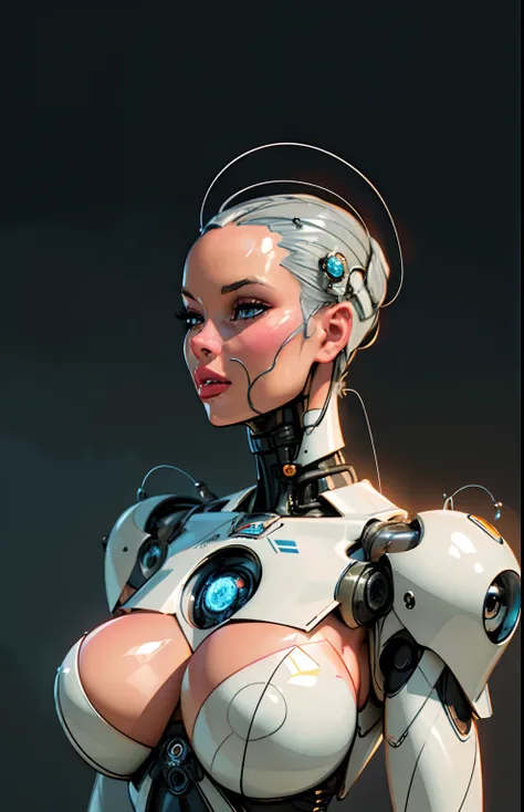 complex 3d render ultra detailed of a beautiful porcelain profile woman android face, cyborg, robotic parts, 150 mm, beautiful studio soft light, rim light, vibrant details, luxurious cyberpunk, lace, hyperrealistic, anatomical, facial muscles, cable elect...