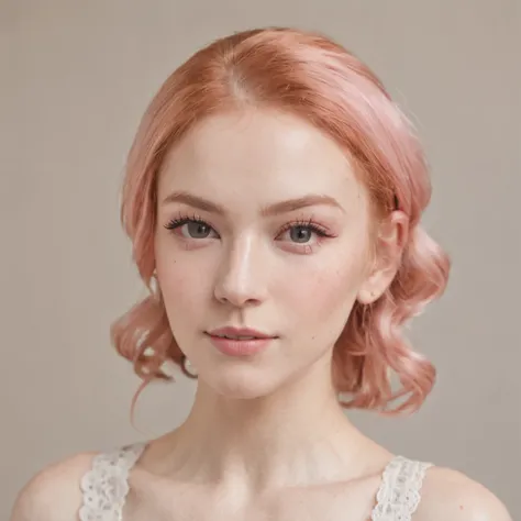 Close-up portrait of a playful maid, undercut hair, aprons, amazing body, pronounced feminine features, Kitchen, [Ash Blonde | Ginger | Pink hair], freckle, Flirting with camera