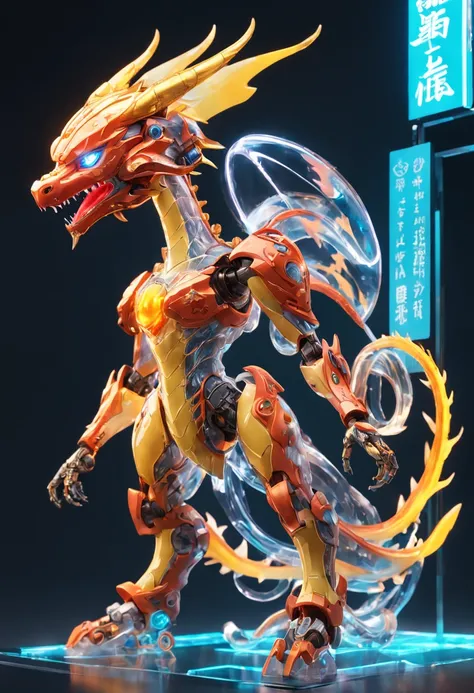 chinesedragon, (Blind box toy style:1.2), (Full body shot) , 1 Transparent girl,Behind him is a transparent Chinese dragon, Transparent mech, Exquisite helmet:1.2, Luminous goggles:1.2, Cyberpunk, dreamy glow, luminous neon lights, Clean, White background,...