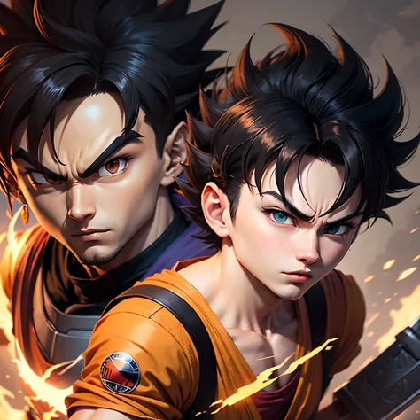 Anime - Style image of a man with a sword and red shirt, Dragon Ball Concept Art, Akira Toriyama style, Style artistique Dragon Ball, Advanced Digital Anime Art", Very detailed portrait of Goku, Akira Toriyama, detailed anime character art, inspired by Aki...