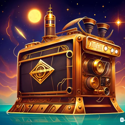 I want a steampunk radio, baseado na art do canal brush rush,o guilherme e estremamante detalhita quero uma art do canal.