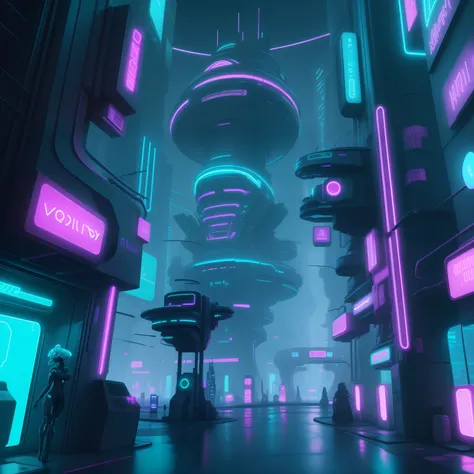 Neon futuristic city