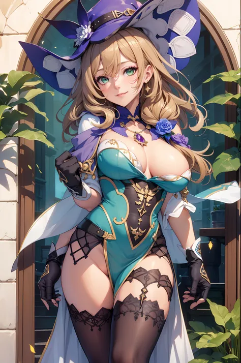 ((masterpiece, best quality, perfect pixel, UHD)),close-up, facing viewer,straight on, face focus,((1 girl)), lisa (genshin impact),{short hair,}, (big breasts:1.4),(photo realistic:0.8), standing,bridal veil,wedd00ing, bridal gauntlets, bridal garter, wed...