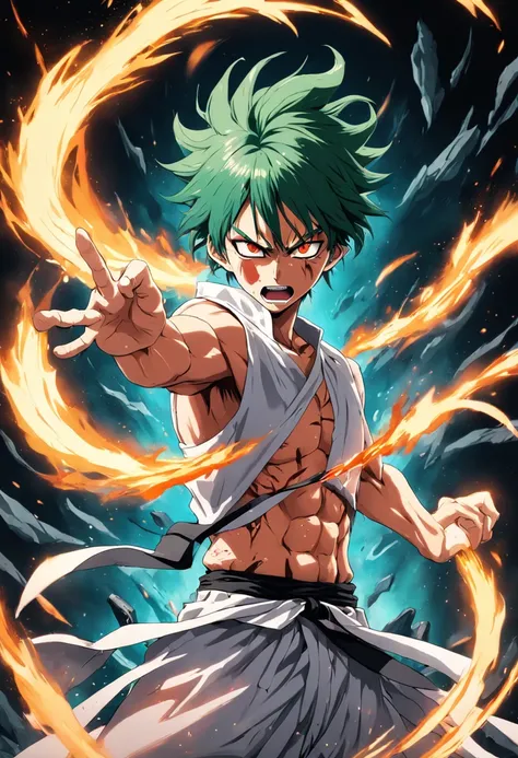 Design a gripping poster featuring Nelliel Tu Odelschwanck from "Bleach" in a fit of rage. Capture the essence of his burning determination and unyielding spirit as he unleashes his wrath upon his enemies. Keep it short, bold, and intense to convey the raw...