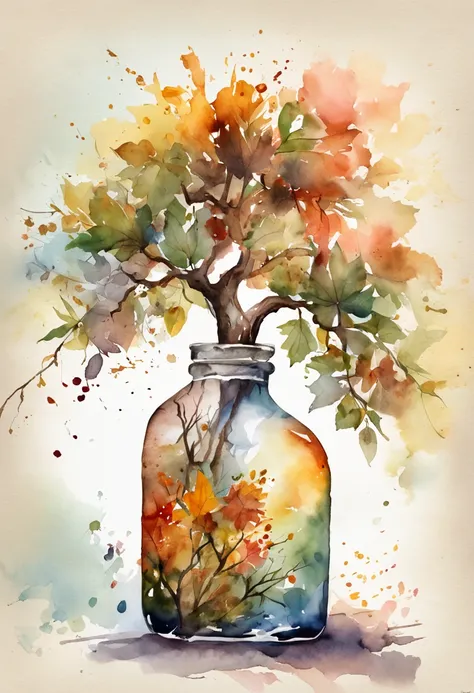 dreamlikeart tree in a bottle, fluffy, realistic, photo, canon, dreamlike, art, colorfull leaves and branches with flowers on top of its head. hyperdetailed photorealism by greg rutkowski - h 1024 w 804 | f 1 6 lens mark 2:2 s 3555 mm film grain :1 lifelik...