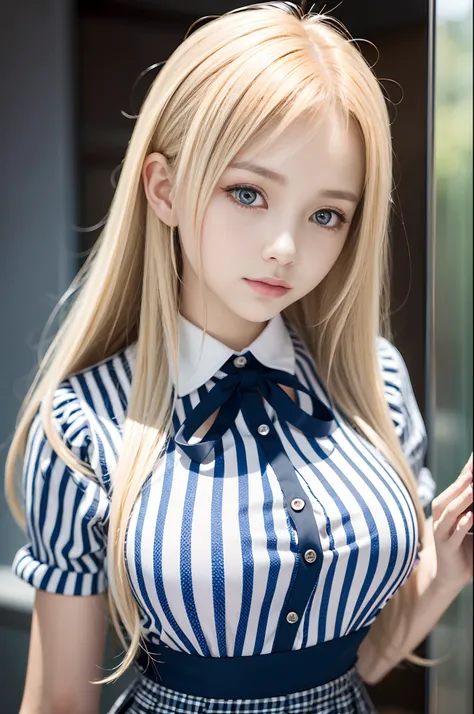 portlate、School Uniforms、bright expression、poneyTail、Young shiny shiny white shiny skin、Best Looks、Blonde reflected light、Platinum blonde hair with dazzling highlights、shiny light hair,、Super long silky straight hair、Beautiful bangs that shine、Glowing crys...