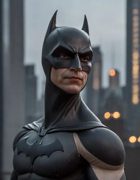 A batman on top of a gotham skyscraper, cena de filme 8k tema escuro, ::n_ desenho, Imperfection, baixa qualidade, boneco, jogo, anime, texto, assinatura