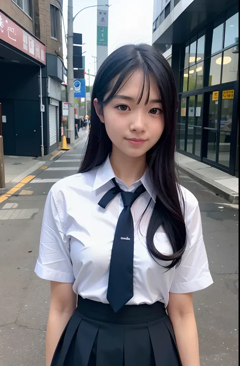 8K、there is a woman in a school uniform posing for a picture, wearing japanese school uniform, jaeyeon nam, sakimichan, a hyperrealistic schoolgirl, JK Uniform, Wearing school uniform, japanese girl school uniform, Seifuku, girl wearing school uniform, Jap...