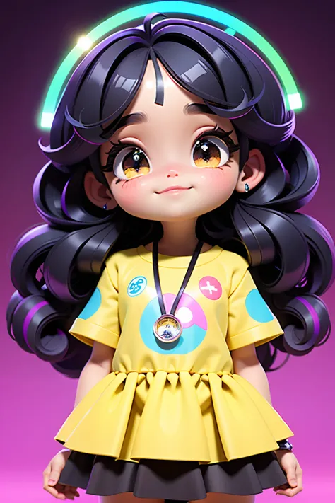 Loli Menina negra , olhos delicados e detalhados, sorriso delicado e detalhados, opalescente, Perolescente, Holographic,  fundo escuro