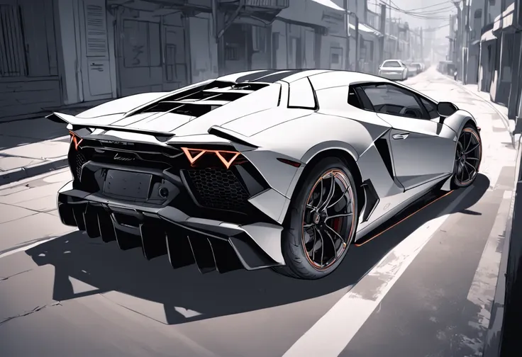 Black and white photo,(((draft))),(((No color))),Sports Car, Automotive Design Art, lamborghini, Bold Lamborghini style, No shadow.,Vehicle illustration, Sports Car, 10, Black Line Art on White, artwork,Does not drain black, Coloring Book, Beautiful line a...