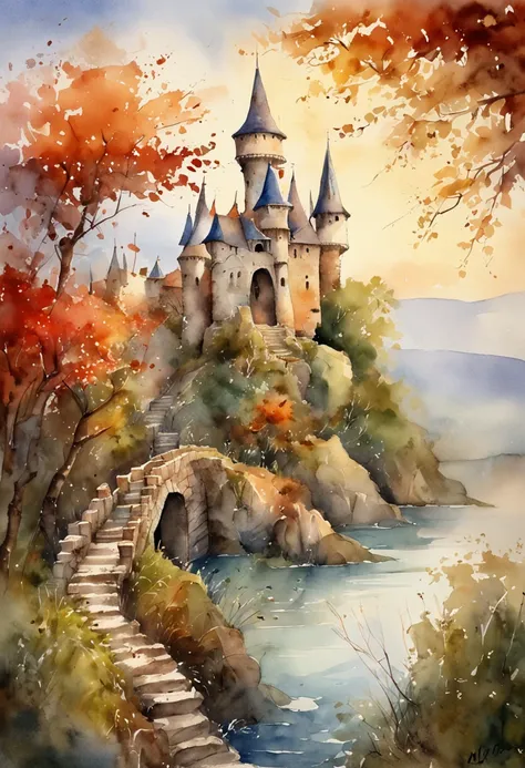 Best Quality, masutepiece, 超A high resolution, (photos realistic:1.4), surrealism, dream-like,fusionart，Dilapidated castle in the background