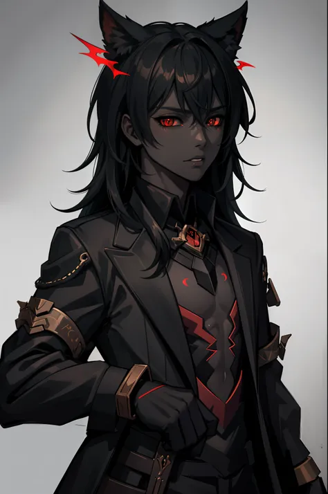 hhmge, monster girl, black sclera
slit pupils, animal hands, dark skin, grey skin, toned
red eyes, 1boy , mbyleth